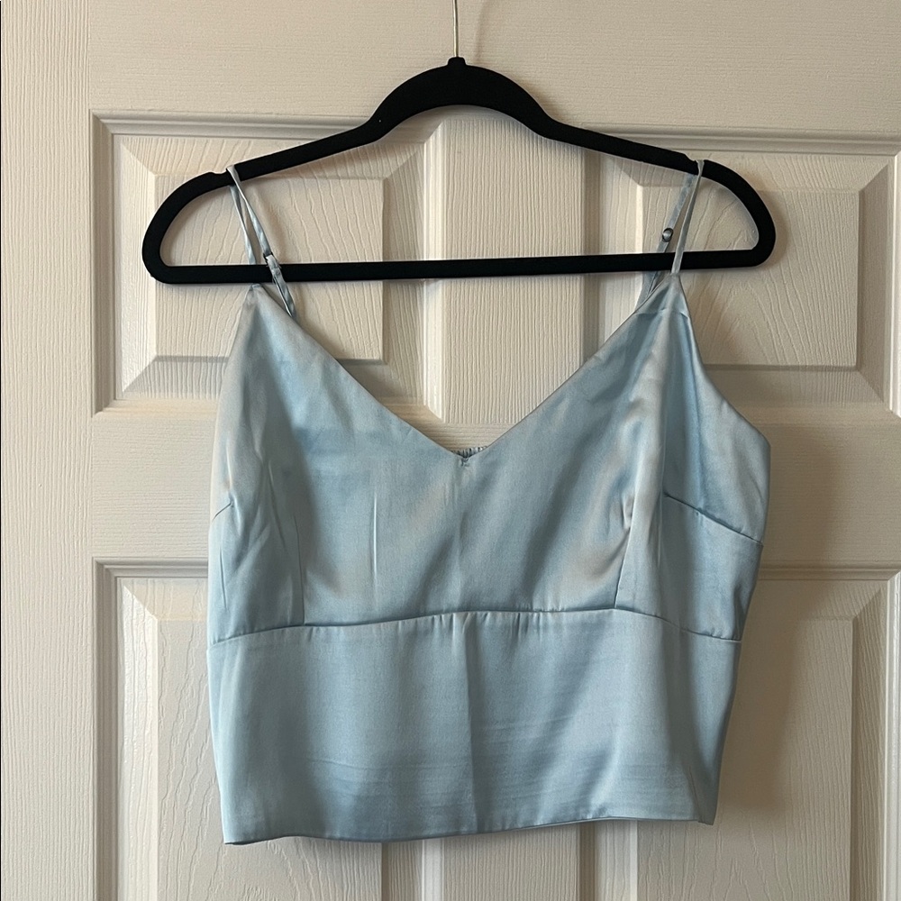 Abercrombie & Fitch Light Blue Satin V-Neck Cami